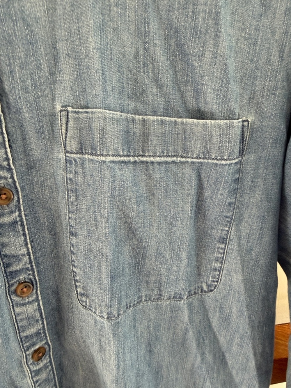 LOFT Women’s Light Denim Button-Down Shirt - Picture 3 of 9